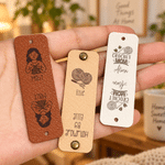 Personalised Retro Icon Handmade PU Leather Tag with Name and Text Handicrafts Shop Sewing Gift for Sewing Lovers 4