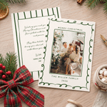 Personalisierte Fotogrußkarte mit Doodle-Rahmen im Weihnachtsdesign, mit Text und Titel – Weihnachtsgeschenk für Familie und Freunde