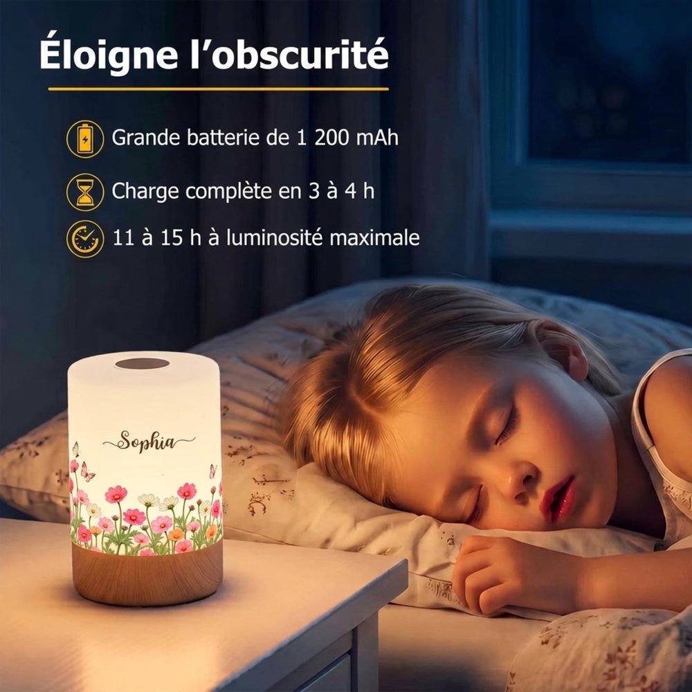 Veilleuse LED tactile personnalisée avec fleur de naissance et nom - Lumière changeable - Cadeau d'anniversaire pour les femmes la famille 3
