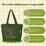 Sac fourre-tout en velours côtelé personnalisé avec nom initiale brodés - Sac de grande capacité - Cadeau d'usage quotidien pour les femmes 10