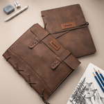 Individuell gestaltete Skizzenbuchhülle im Retro-Stil aus PU-Leder mit Namensaufdruck – ideal zum Skizzieren im Freien, als Geburtstagsgeschenk für Künstler, Maler und Studenten