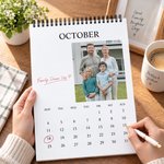 Calendario 2027-2028 con fotos familiares personalizadas y llenas de significado, con texto, para decorar el día a día; recuerdo ideal como regalo de Navidad o de cumpleaños para la familia y los recién casados 6