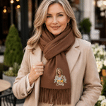 Sciarpa-scialle personalizzata con foto di fiori multicolori, morbida e calda, con nappine e nome – Accessorio invernale, regalo di Natale o di compleanno per donna