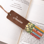 Personalized Birth Flower Book PU Leather Bookmark with Name Reading Accessory Birthday Gift for Bookworms Book Lovers 5