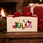 Individuell gestalteter, mehrfarbiger, wasserfester Weihnachtsbuchstaben-Aufkleber mit Namen – Weihnachtsgeschenk für Familie und Freunde