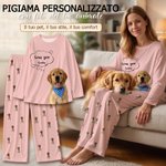 Set pigiama a maniche lunghe personalizzato con foto dell'animale e nome - Regalo di compleanno per famiglia e amanti di animali