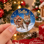 Personalized Christmas Cartoon Pet Photo Waterproof Stickers with Name Festival Party Christmas Gift for Pet Owner Lover