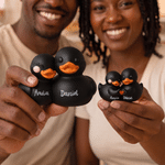 Personalised 3D Printed Couple Cute Yellow Duck Figurine with Name Desk Decor Wedding Anniversary Gift for Couple