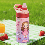 Botella térmica personalizada de 12 oz con foto infantil en estilo pixel art, con pajita y asa. Regalo para la vuelta al cole, cumpleaños o Navidad, para niños y niñas