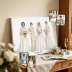 Personalised Minimalist Watercolor Group Photo Canvas Prints with Text Bedroom Decor Wedding Anniversary Gift for Mother Bride