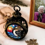 Personalized Stained Glass Style Moon Heart Flameless Candle Ornament with 1-3 Names and Years Home Decor Christmas Gift for Family