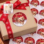 Personalized Christmas Cartoon Pet Photo Waterproof Stickers with Name Festival Party Christmas Gift for Pet Owner Lover