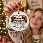 Personalized Our First Christmas As A Mahjong Crew Ceramic Ornament with 2-5 Names Christmas Tree Decor Mahjong Night Gift for Mahjong Group
