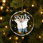 Personalized Comic Style Photo Glass Ornament with Text and Year Home Decor Christmas Gift for Family Besties Friends 2