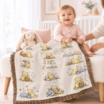 Personalized Classic Winnie the Pooh Tassel Soft Throw Blanket with Name Home Decor Birthday Gift for Kid