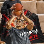 Personalized Oil Painting Style Sport Portrait Soft Blanket with Name and Number Birthday Game Day Gift for Sports Lover Kid Teenager