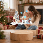 Personalized Classic Winnie the Pooh Acrylic LED Night Light with Name and Wooden Base Home Decor Christmas Gift for Kids Family