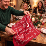 Personalized Christmas Theme Pattern 100% Cotton Reusable Red Napkin with Word Cloud Name Table Decor Christmas Gift for Family Friend 5