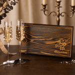 Personalised Wedding Theme Names Pearls Design 7.5 oz Champagne Flutes Set of 2 with Ribbon and Box Anniversary Wedding Gift for Newlywed Couple