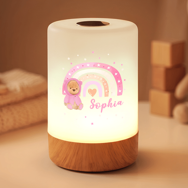 Personalized Rainbow Watercolor Cartoon Animal Dimmable Touch Remote Control Night Light with Name Nursery Decor Birthday Baby Shower Gift for Kids