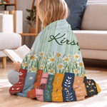 Couverture légère personnalisée « Livre des fleurs de naissance » avec prénom – Décoration d'intérieur – Cadeau d'anniversaire pour les passionnés de lecture