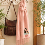 Sciarpa-scialle personalizzata con foto di fiori multicolori, morbida e calda, con nappine e nome – Accessorio invernale, regalo di Natale o di compleanno per donna