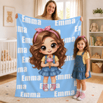 Personalized Cartoon Comic Photo Multicolor Soft Throw Blanket with Name Home Use Birthday Christmas Gift for Kids Teenagers