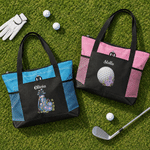 Personalisierte Golf-Themen-Tragetasche mit Geburtsblume, großem Fassungsvermögen, Namensaufdruck und Netztaschen – für den täglichen Gebrauch, als Geburtstagsgeschenk für Frauen, die Golf lieben