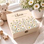Personalised Birth Flower Wooden Memory Storage Box with Name and Text Anniversary Birthday Gift for Family Friends