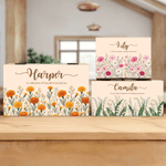 Personalised Birth Flower Wooden Memory Storage Box with Name and Text Anniversary Birthday Gift for Family Friends