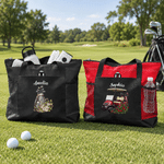 Personalisierte Golf-Themen-Tragetasche mit Geburtsblume, großem Fassungsvermögen, Namensaufdruck und Netztaschen – für den täglichen Gebrauch, als Geburtstagsgeschenk für Frauen, die Golf lieben