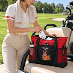 Personalisierte Golf-Themen-Tragetasche mit Geburtsblume, großem Fassungsvermögen, Namensaufdruck und Netztaschen – für den täglichen Gebrauch, als Geburtstagsgeschenk für Frauen, die Golf lieben