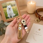 Personalized Angel Wings Photo PU Leather Keychain with Text and Daisy Charm Bereavement Memorial Sympathy Gift for Loss of Loved One