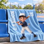 Personalised 3D-Effect Artwork Cartoon Character Photo Soft Throw Blanket with Name and Number Sport Theme Christmas Birthday Gift for Sports Fan 6