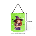 Personalised Halloween Theme Witch Vampire Photo LED Light Trick or Treat Bag with Name Halloween Gift for Teenagers Children