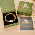 Personalized Limited Edition Cute Cat Quirky Kitten Elastic Rope Stone Bracelet Gift Box Card with Name Birthday Gift for Women Cat Mom