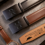Personalised Engraved Stickman Couple Leather Belt with Name Daily Wear Christmas Gift for Husband Boyfriend