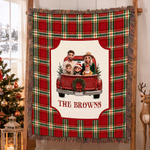 Personalised 3D-Effect Artwork Photo Pickup Lorry Plaid Blanket with Tassels and Family Surname Soft Home Decor Christmas Gift for Family Friend 4
