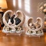 Personalized 3D-Effect Artwork Rabbit Photo Angel Wings Floral Clear Acrylic Plaque with Name Memorial Gift for Pet Rabbit Owners 6
