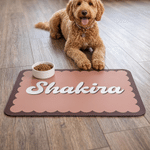 Personalized Retro Minimalist Color-Block Pet Feeding Mat with Name Pet Supplies Birthday Holiday Gift for Pet Owners