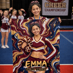 Coperta morbida personalizzata con foto in stile pittura a olio, con nome e testo: regalo di compleanno a tema stagionale per cheerleader e allenatori