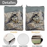 Funda para libro personalizada con foto estilo pintura al óleo nombre cremallera y bolsillo delantero regalo de cumpleaños para amantes de mascotas 8