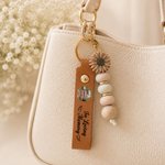 Personalized Angel Wings Photo PU Leather Keychain with Text and Daisy Charm Bereavement Memorial Sympathy Gift for Loss of Loved One