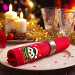 Personalised Cute 100% Cotton Cartoon Squishy Dumpling Christmas Napkin with Name and Year Dinner Table Decor Christmas Gift for Family Friends