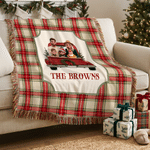 Personalised 3D-Effect Artwork Photo Pickup Lorry Plaid Blanket with Tassels and Family Surname Soft Home Decor Christmas Gift for Family Friend 2