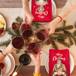 Personalised Vintage American Style Portrait 100% Cotton Red Napkin with Name Table Decor Christmas Party Gift for Family Friends 6
