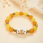 Personalized Limited Edition Cute Cat Quirky Kitten Elastic Rope Stone Bracelet Gift Box Card with Name Birthday Gift for Women Cat Mom