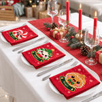 Personalised Cute 100% Cotton Cartoon Squishy Dumpling Christmas Napkin with Name and Year Dinner Table Decor Christmas Gift for Family Friends