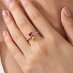 Personalised Double Birthstones Hourglass Sterling Silver Ring with Engraved Text Dainty Jewellery Birthday Anniversary Gift for Woman Couple Family