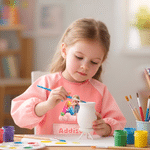 Personalized Waterproof 3D-Effect Artwork Character Photo Apron with Name and Pocket Back to School Outdoor Activities Birthday Gift for Kid Student